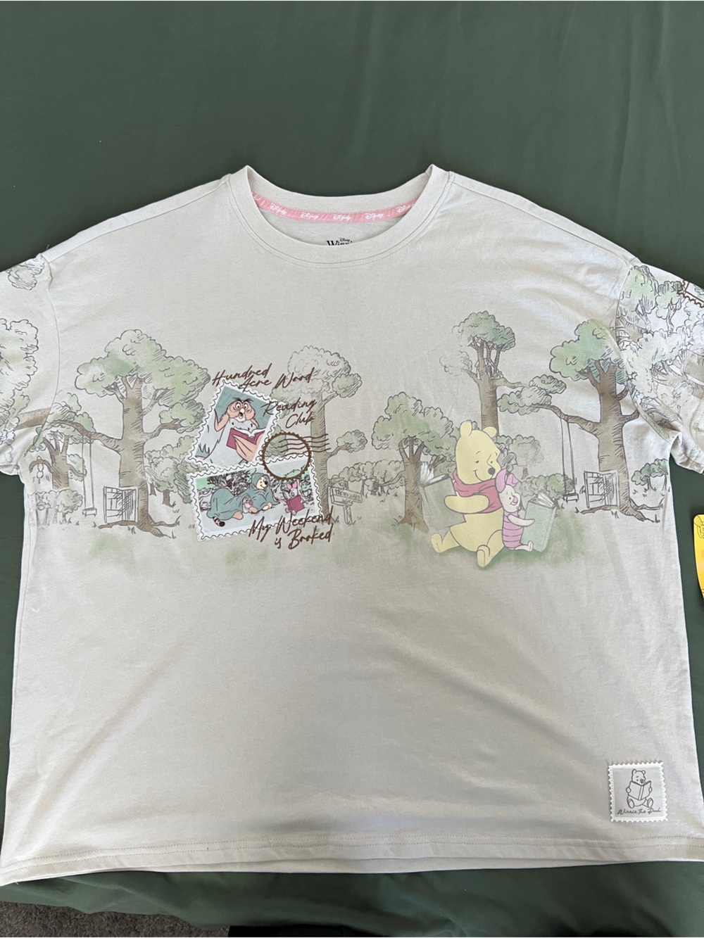 Beige Winnie the Pooh Short Sleeve Tee with Pastel Print Size XXL